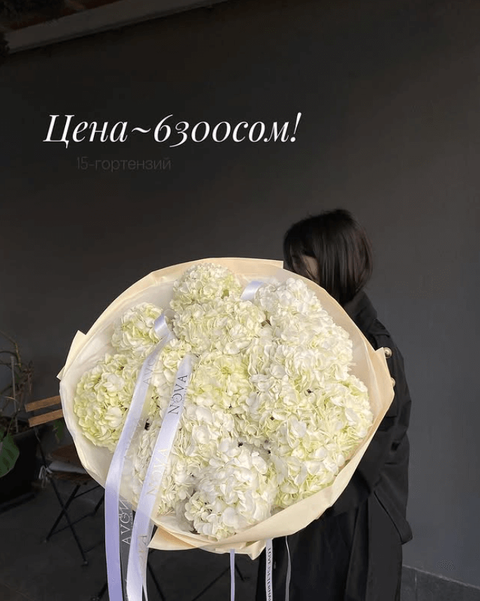 Букет из 15 гортензий белых