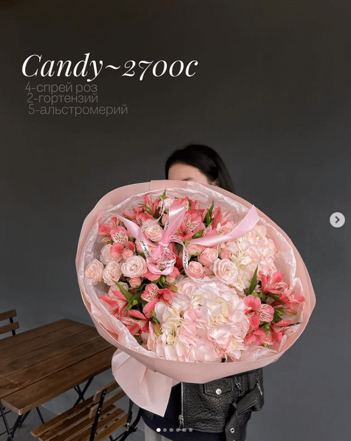 Букет Candy из спрей роз+гортензий+альстромерий