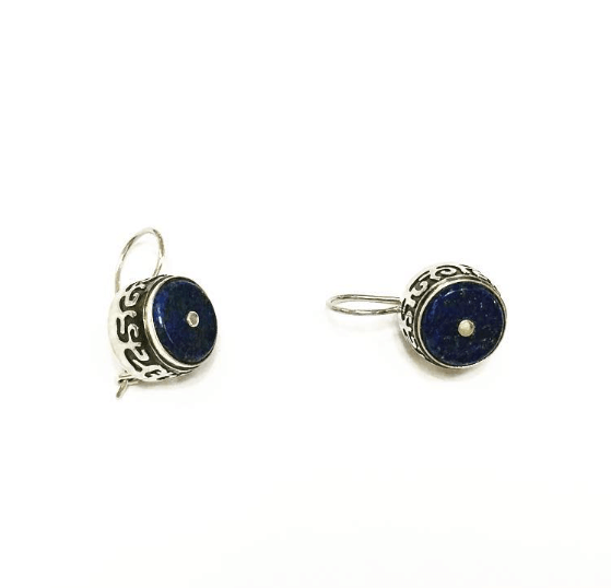 Сережки с лазуритом из серебра