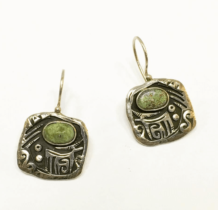 Сережки с бирюзой из серебра