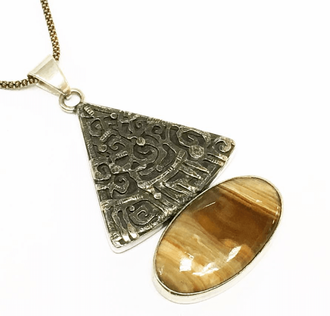 Кулон с ониксом этномода серебро925 handmade