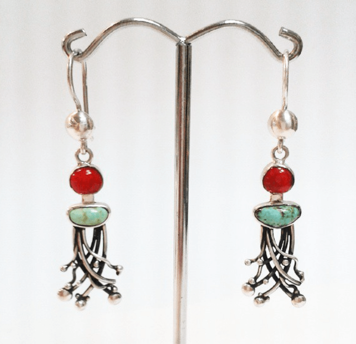Серьги  / серебро 925º / бирюза / смальта / этно  / ethno.kg  / silver  / jewelry /  handmade  / национальные изделия  / ручная работа