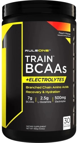 BCAA Rule 1 Train BCAAS + Electrilytes персик, манго 450 г