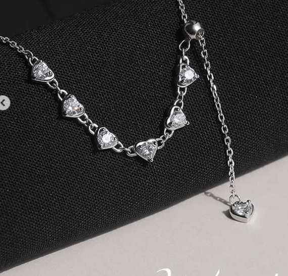 Цепочка “Heart crystals” Материал: Серебро 925 Родиевое покрытие