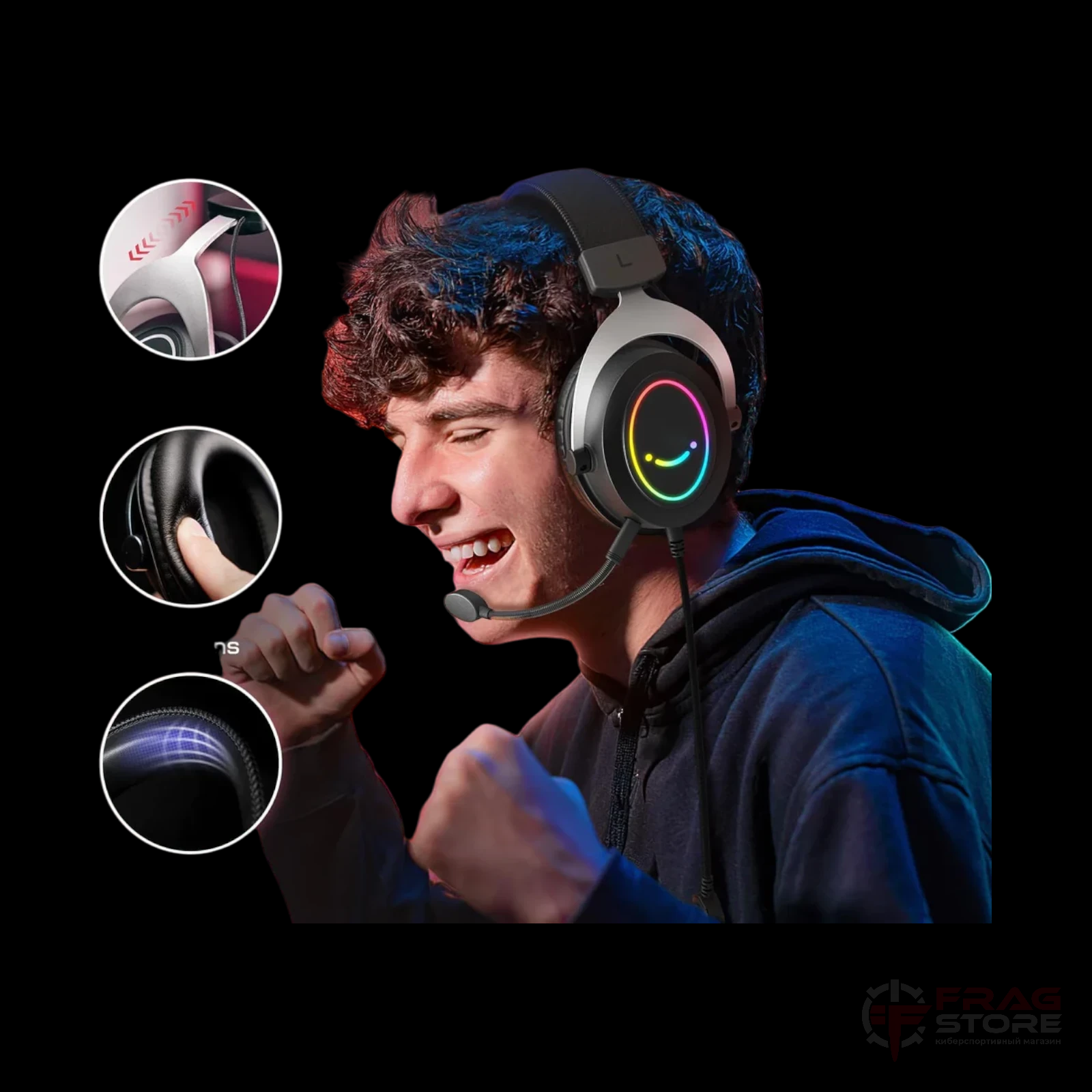 Черные наушники Fifine Ampligame H3